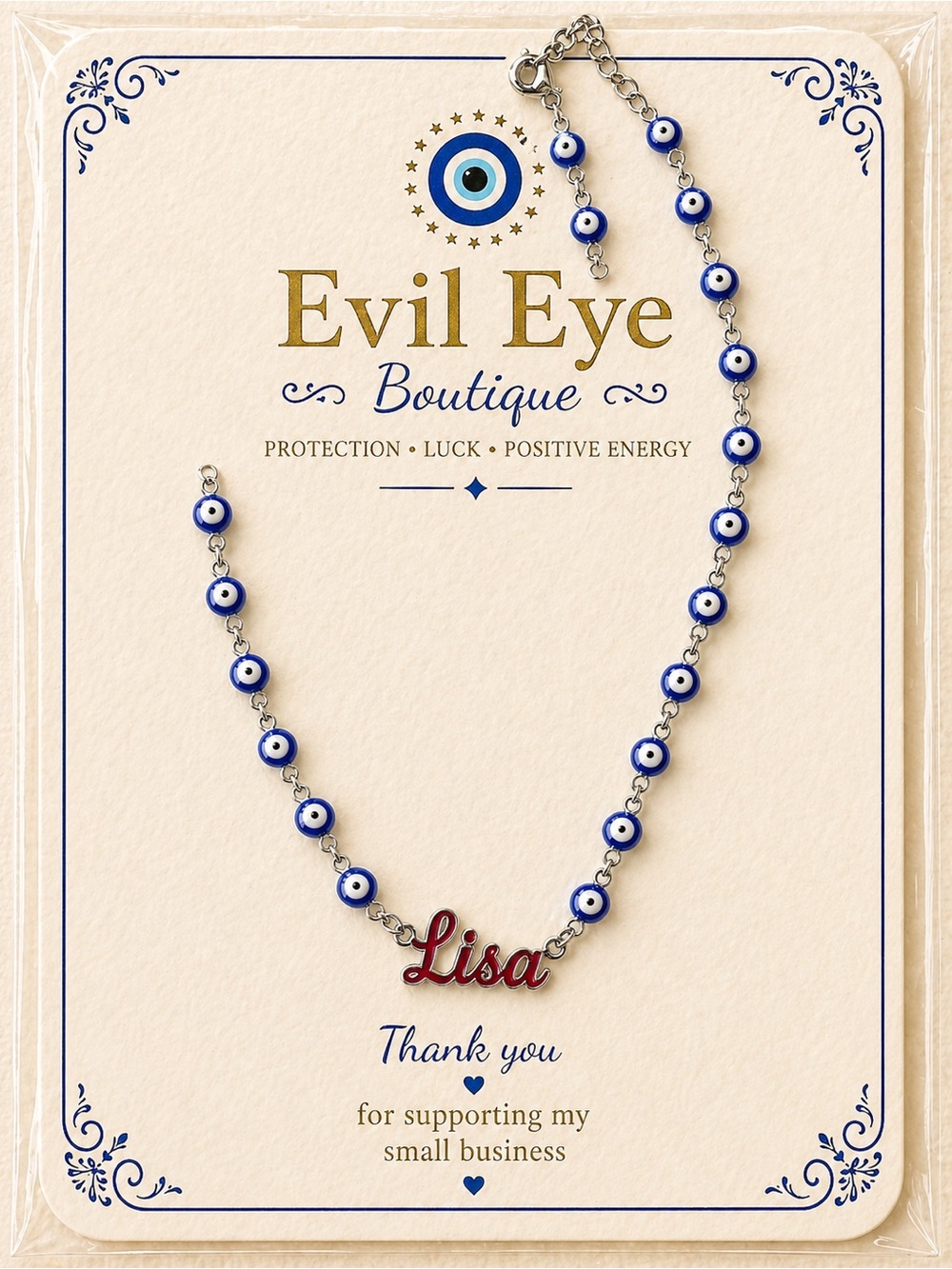 "Lisa" Name Necklace - Blue and Red